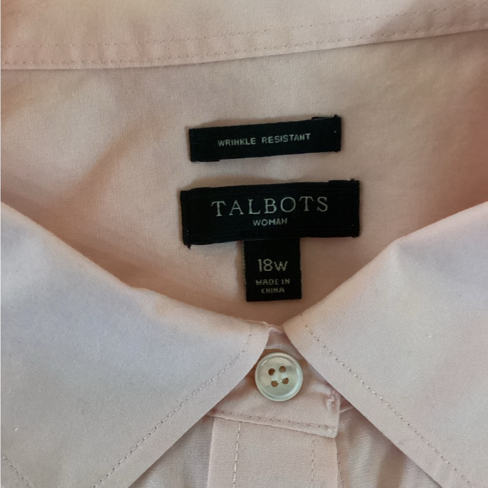 Talbots Peach Button Down Top, Plus Size 18 - Picture 9 of 9